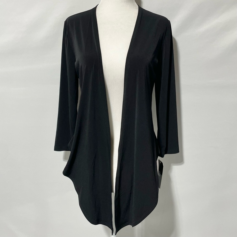 New Clara Sun Woo Modern Tie Front Cardigan Solid Black Size XS - Picture 8 of 16